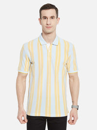 Octave Men Striped Polo Collar T-shirt