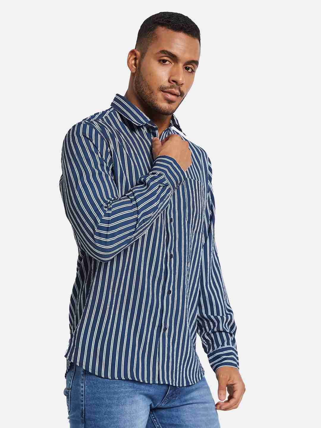 METTLE Men Multi Stripes Opaque Striped Casual Shirt