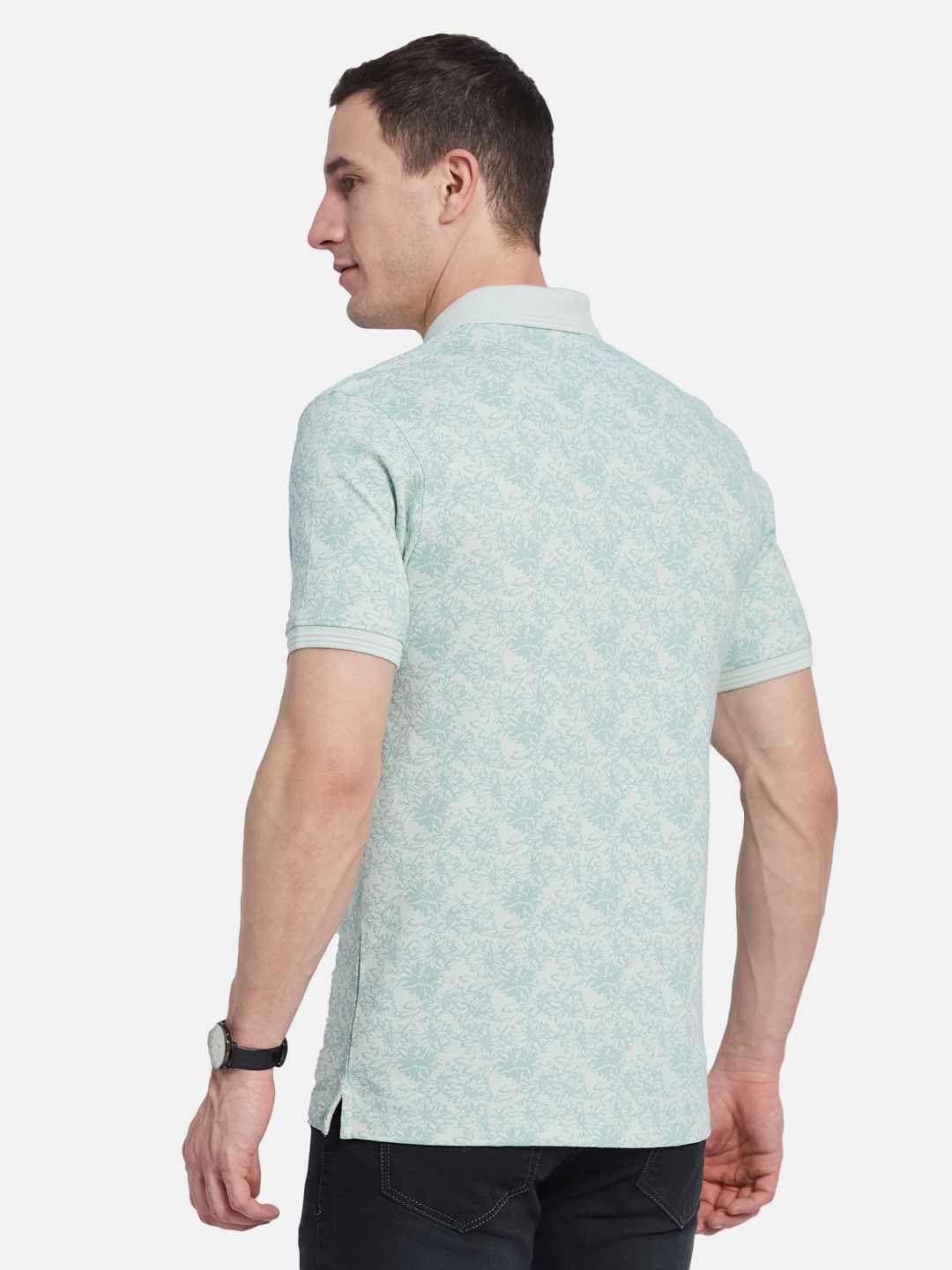 Octave Men Floral Printed Polo Collar T-shirt