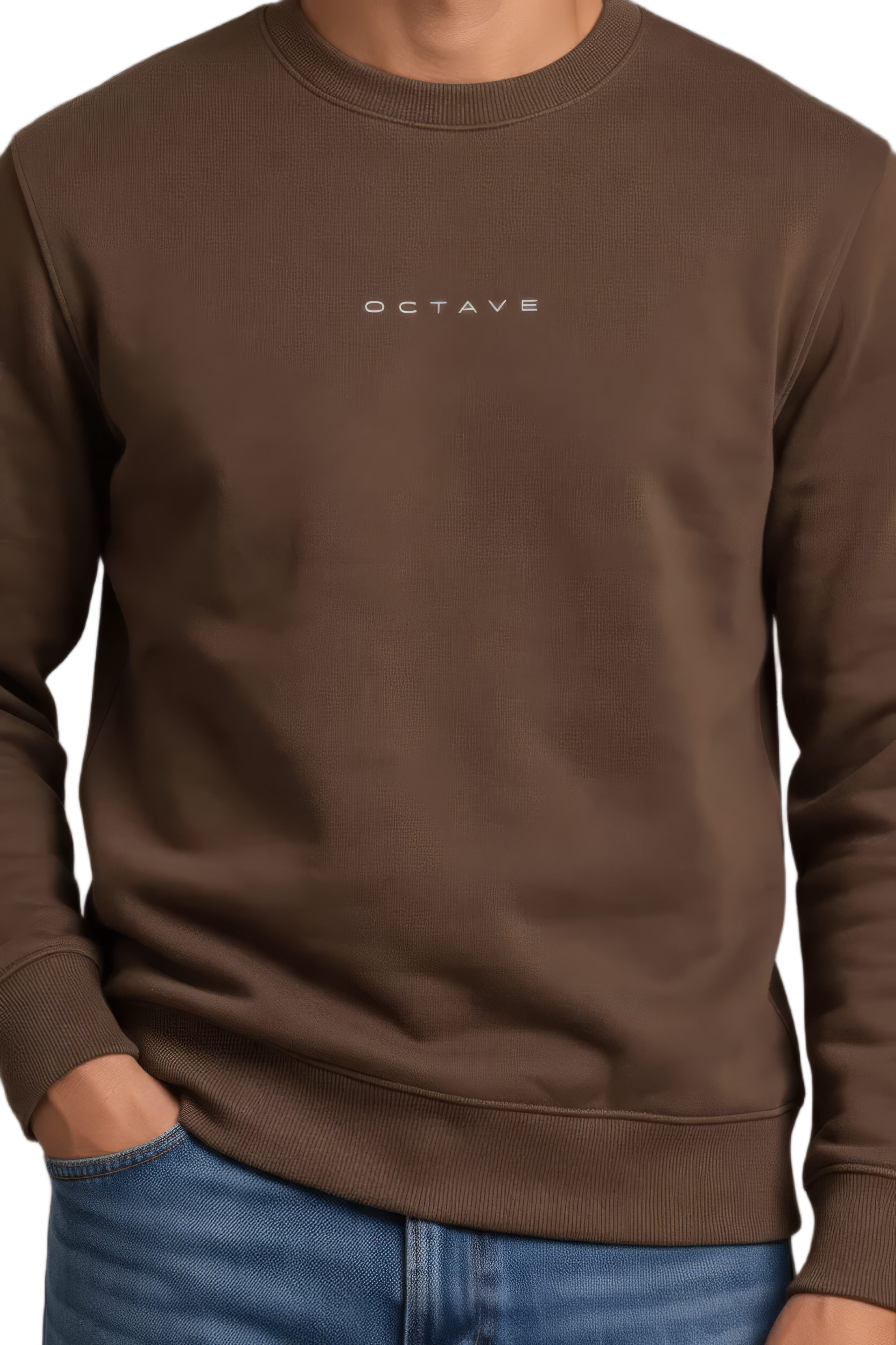 Men’s Premium Tan Crew Neck Cotton Fleece Sweatshirt