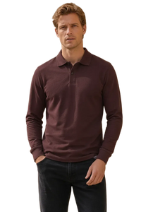 Men’s Espresso Pique Lycra Polo Neck Full-Sleeve Winter T-Shirt