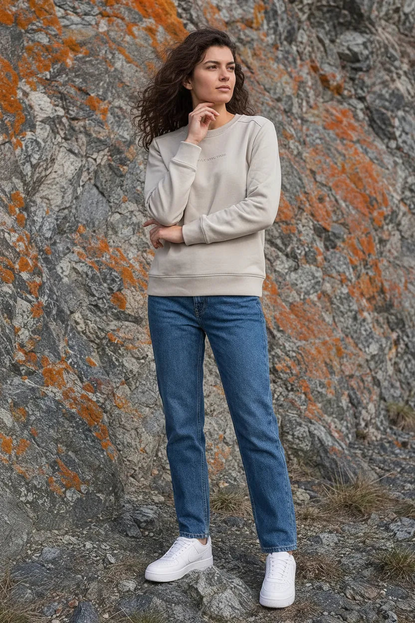 Women Arona Cotton Fleece | Round Neck Full Sleeves Casual Winter Sweatshirt