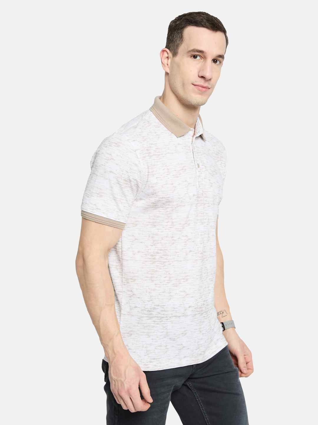 Octave Men Floral Printed Polo Collar T-shirt