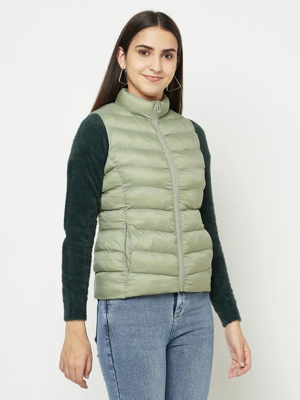 Women Misty Green Front Open Jackets