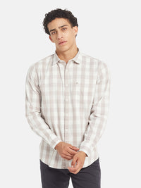 METTLE SS25 Checked Spread Collar Cotton Casual Shirt