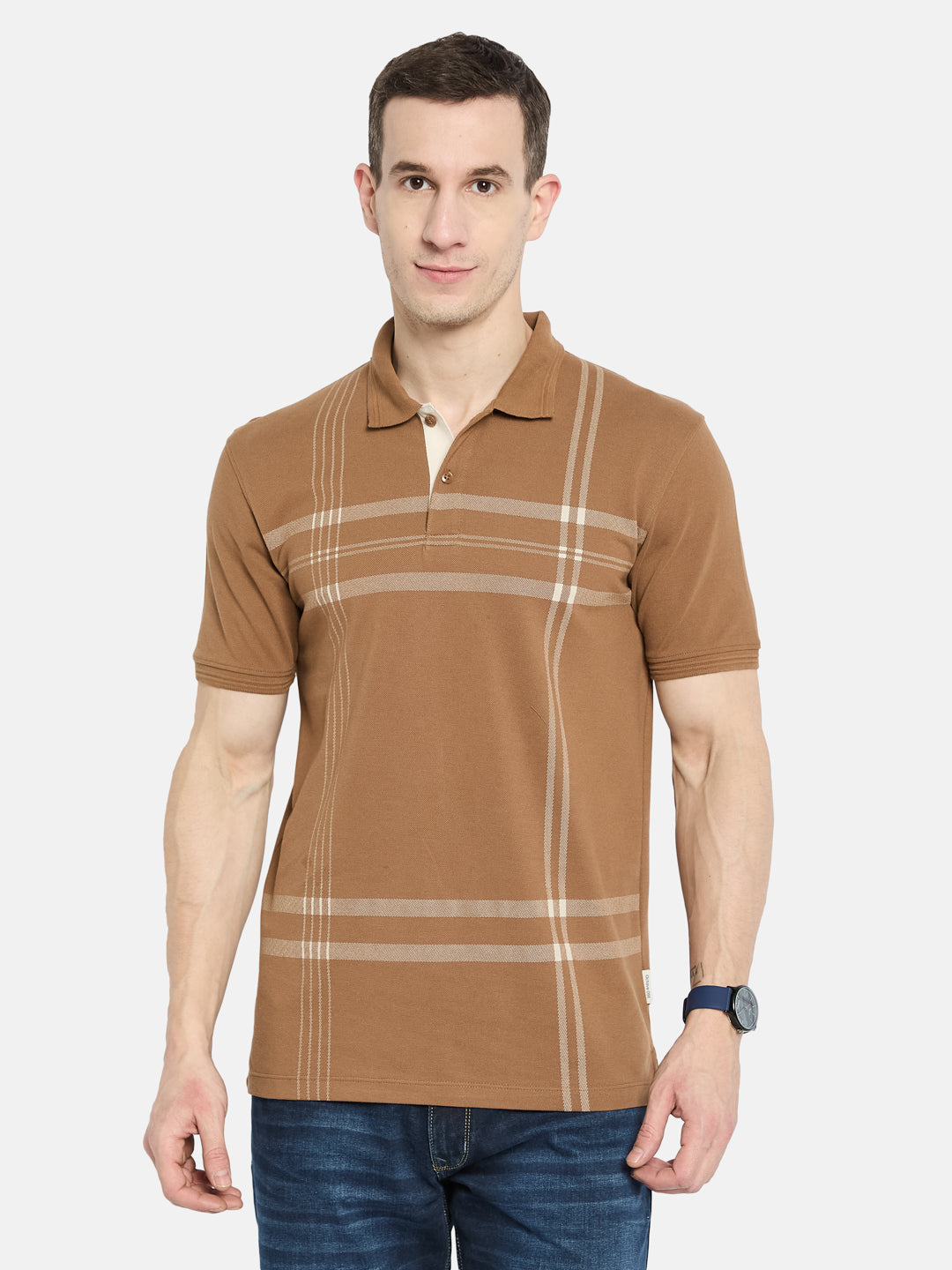 Octave Men Striped Polo Collar T-shirt