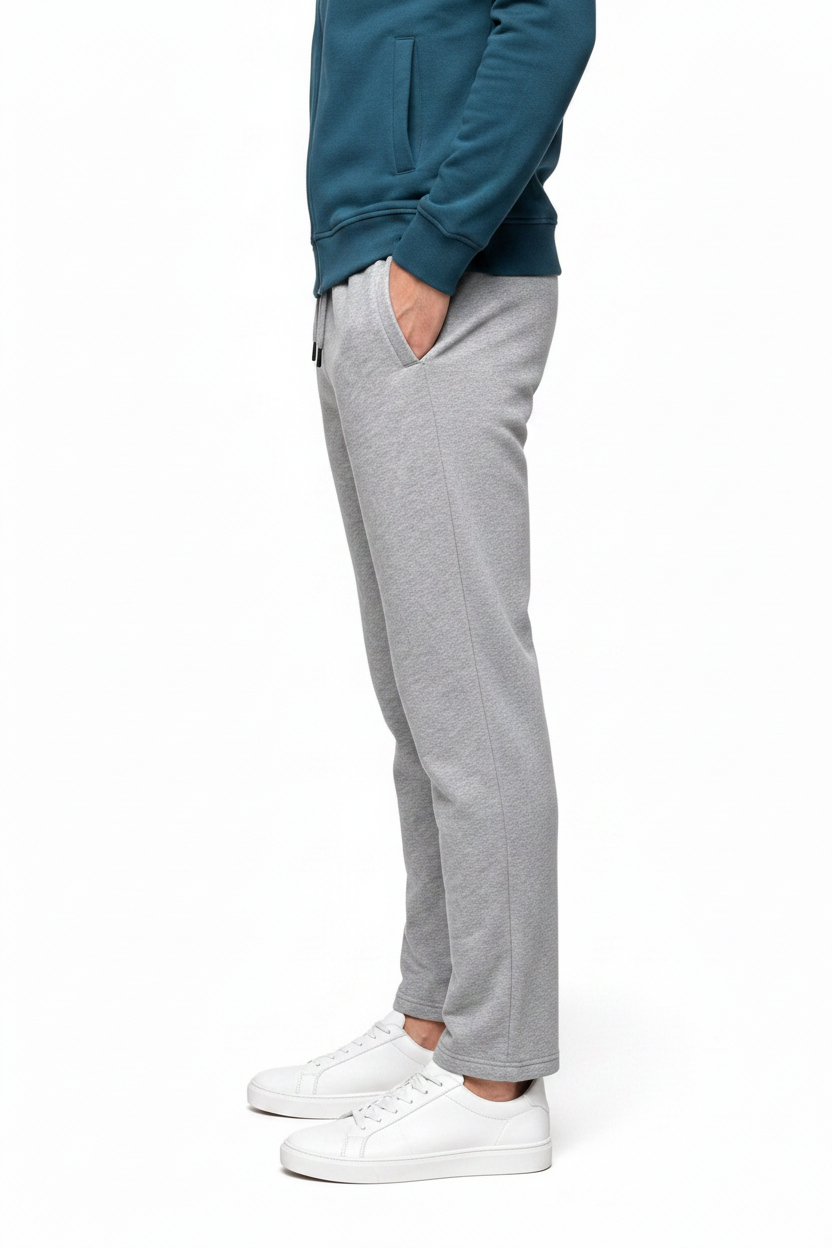 Men’s Grey Melange Cotton Fleece Lower with Drawstring
