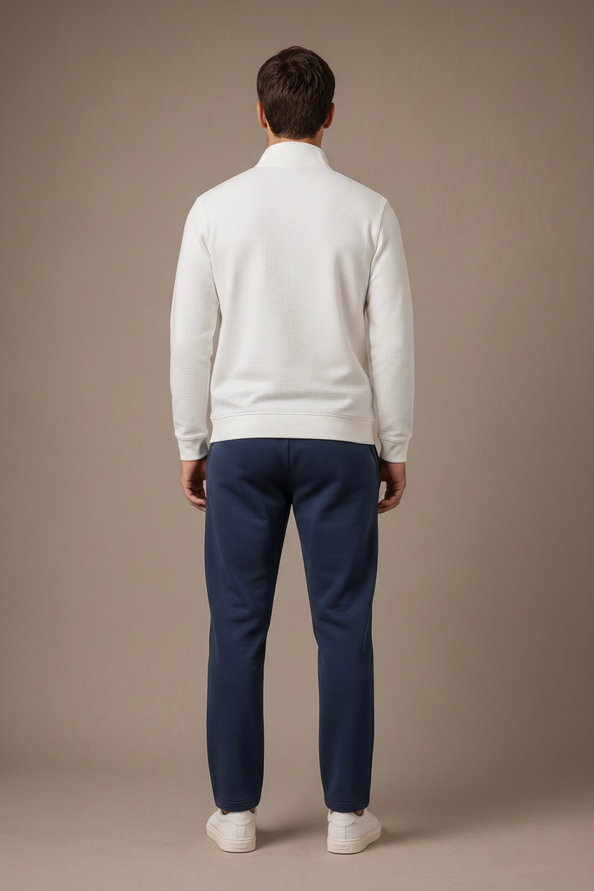 Men’s Dark Navy Brushed Cotton Fleece Lower with Drawstring