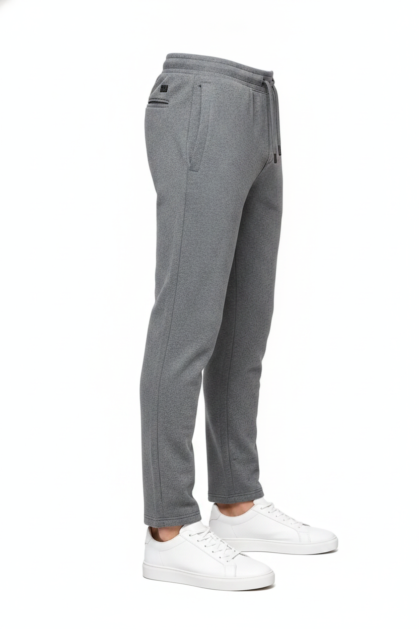Men’s Heather Grey Cotton Fleece Lower with Drawstring