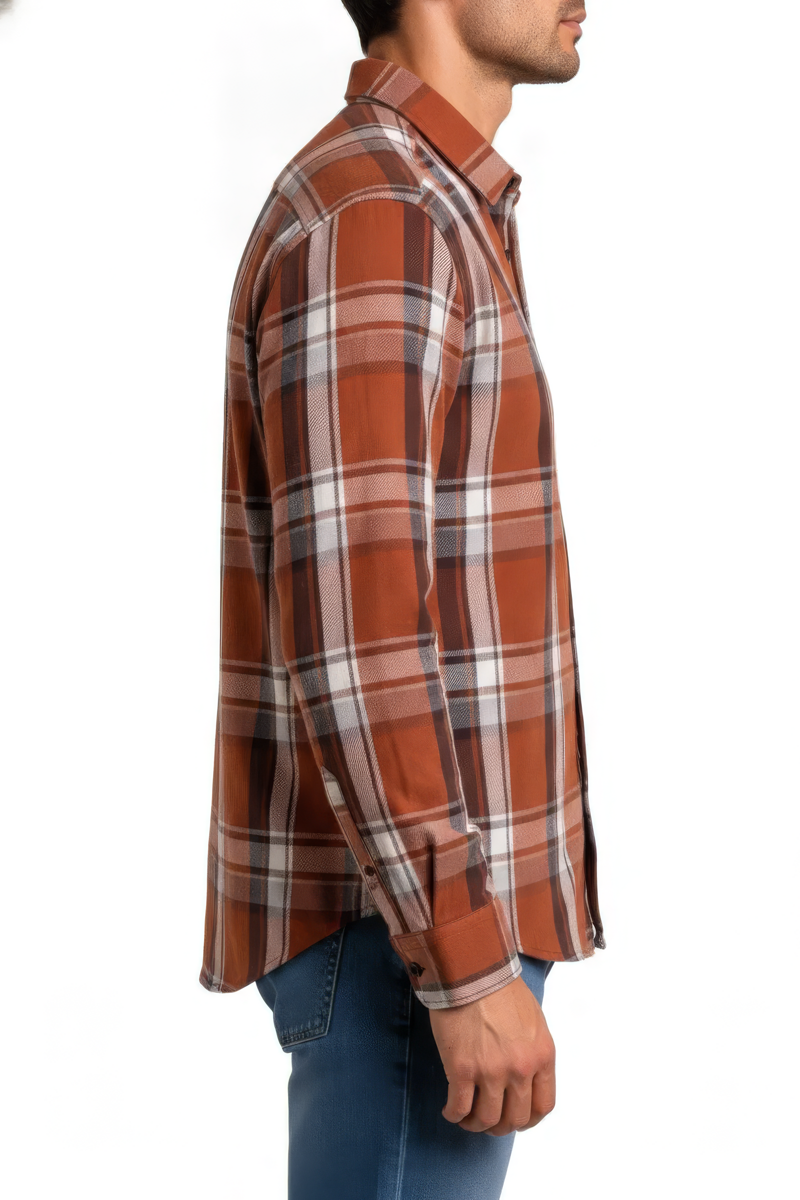 Men’s Rust Check Cotton Tencel Shirt