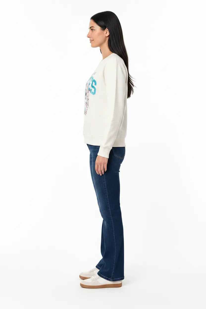 Disney Stitch & Angel 'Besties' Graphic Sweatshirt - Off-White Cotton Fleece