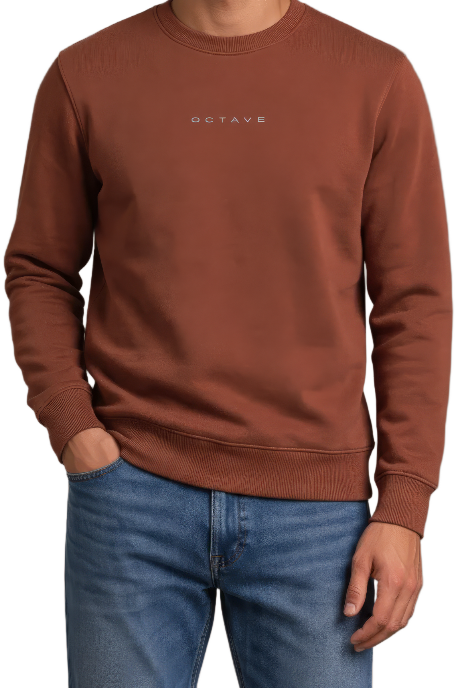 Men’s Premium Rust Crew Neck Cotton Fleece Sweatshirt