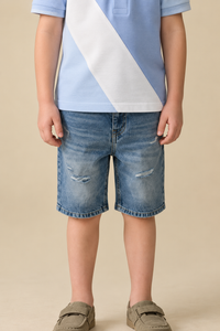 Boy Rugged Blue Solid Long Short