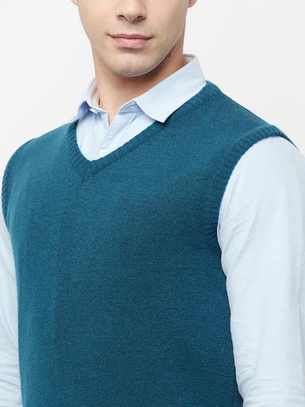 Men Light Teal Sweaters