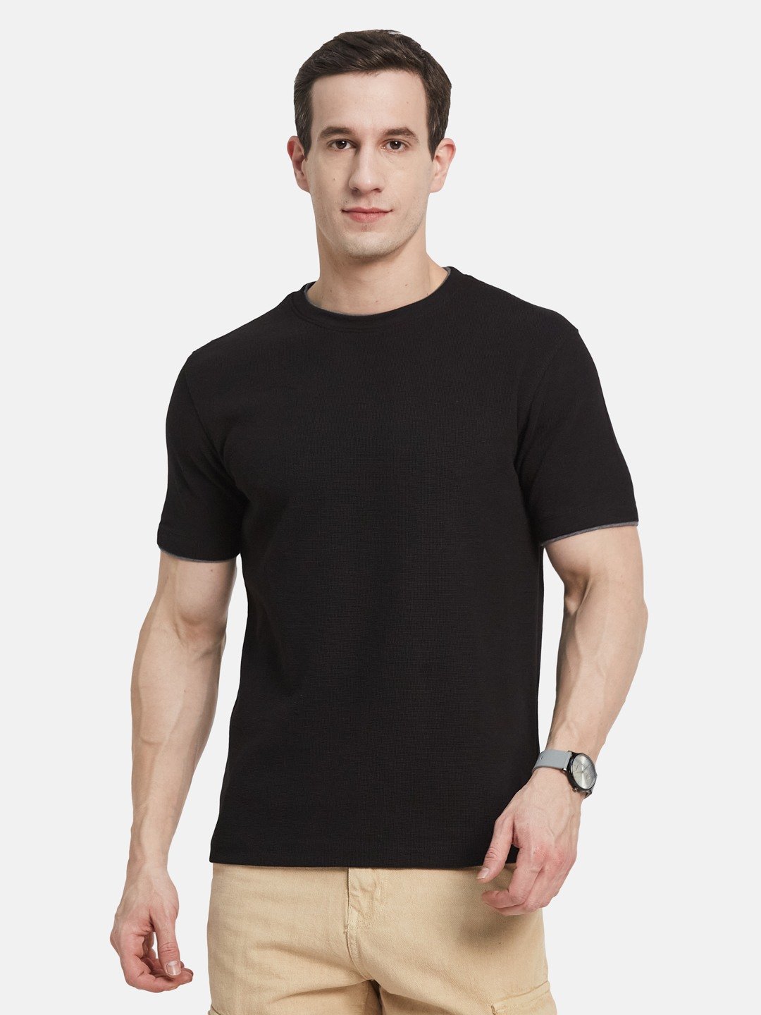 CORE ROUND NECK WAFFLE KNIT T-SHIRT