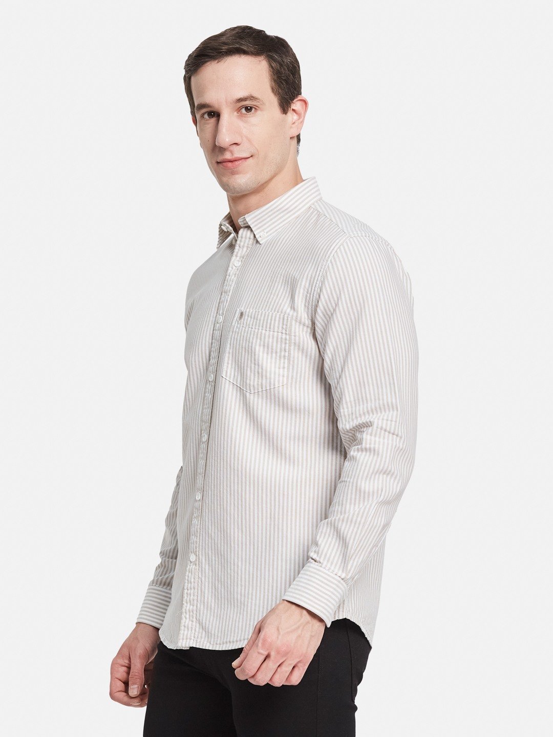 METTLE Men Multi Stripes Opaque Striped Casual Shirt