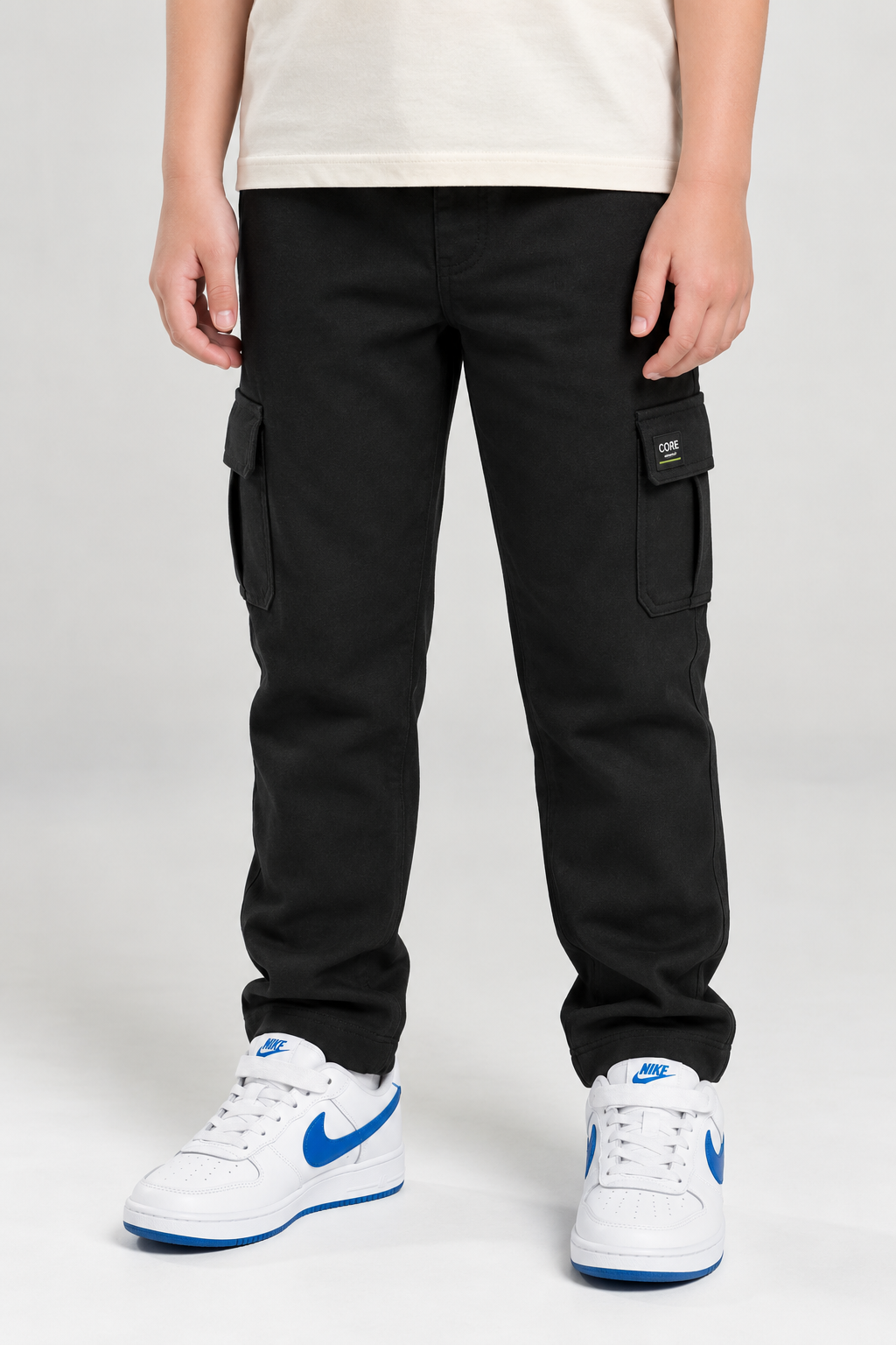 Octave Boys Black Regular Fit Track Pants
