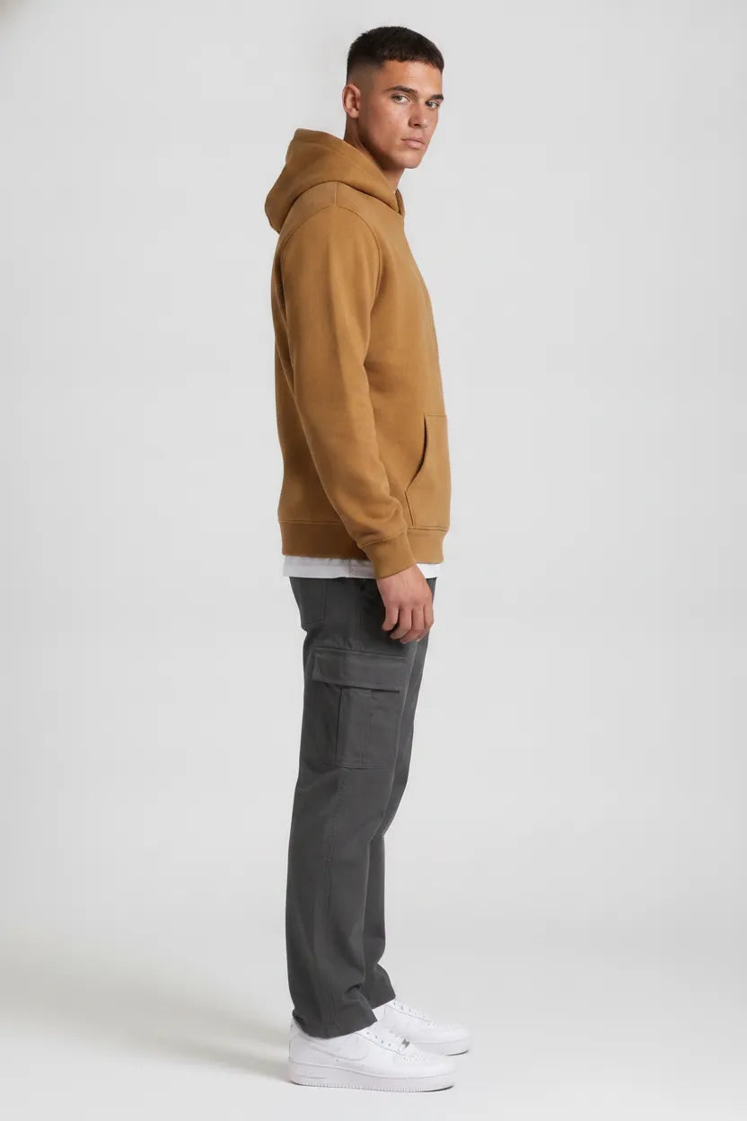 Men’s Choco Brown Cotton Poplin Cargo Lower with Drawstring & Elasticated Waist