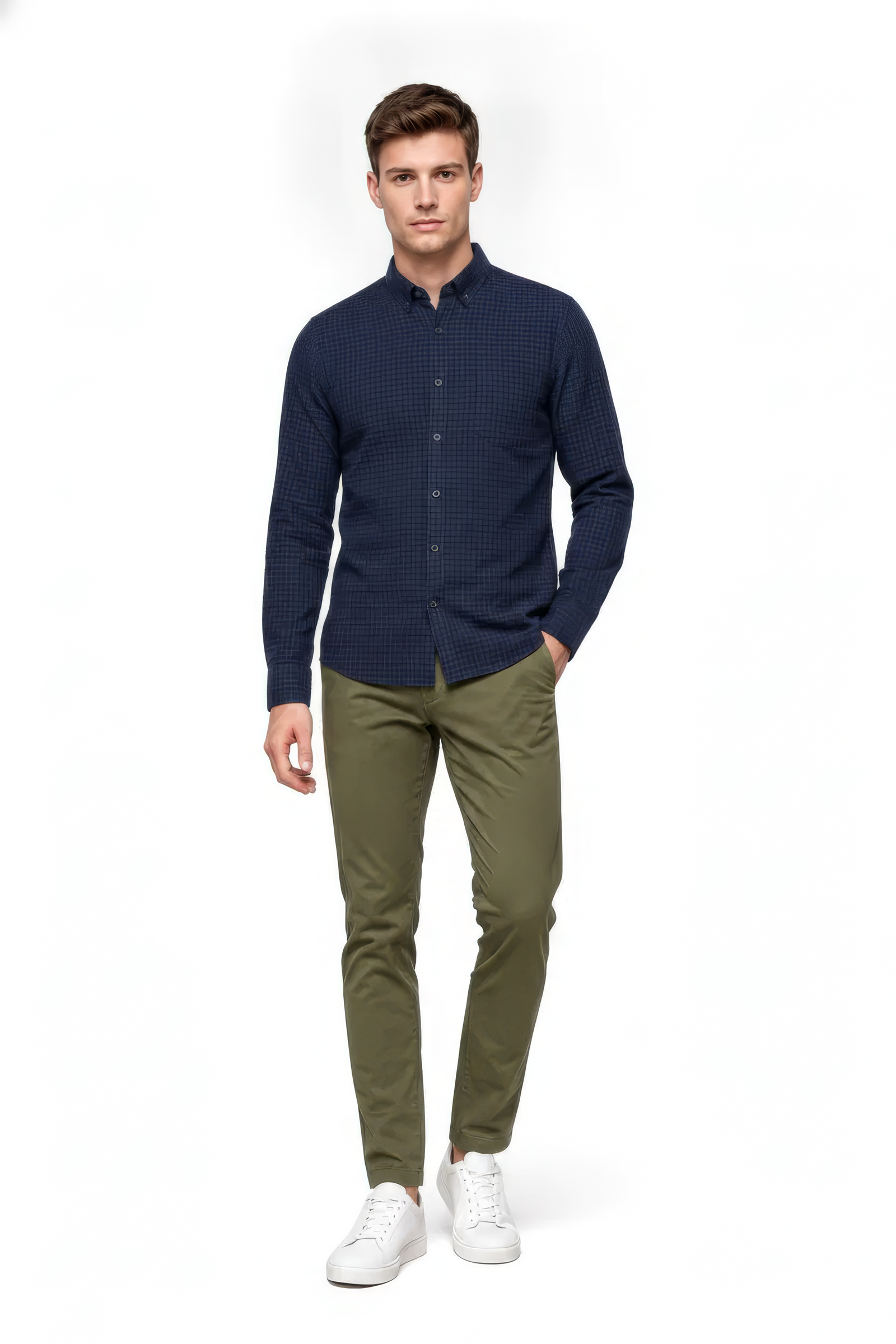 Men’s Navy Twill Cotton Full-Sleeve Shirt