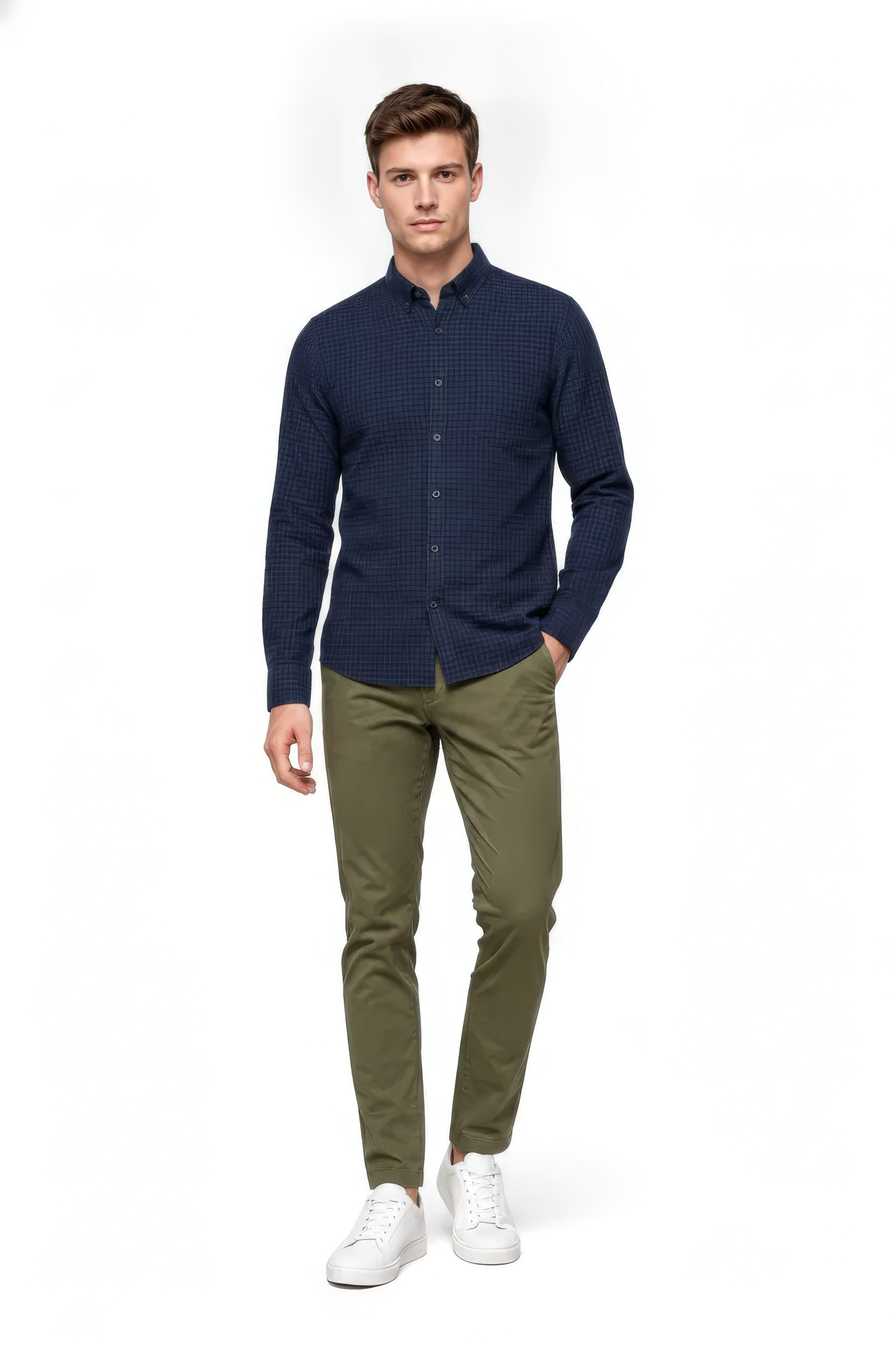 Men’s Navy Twill Cotton Full-Sleeve Shirt