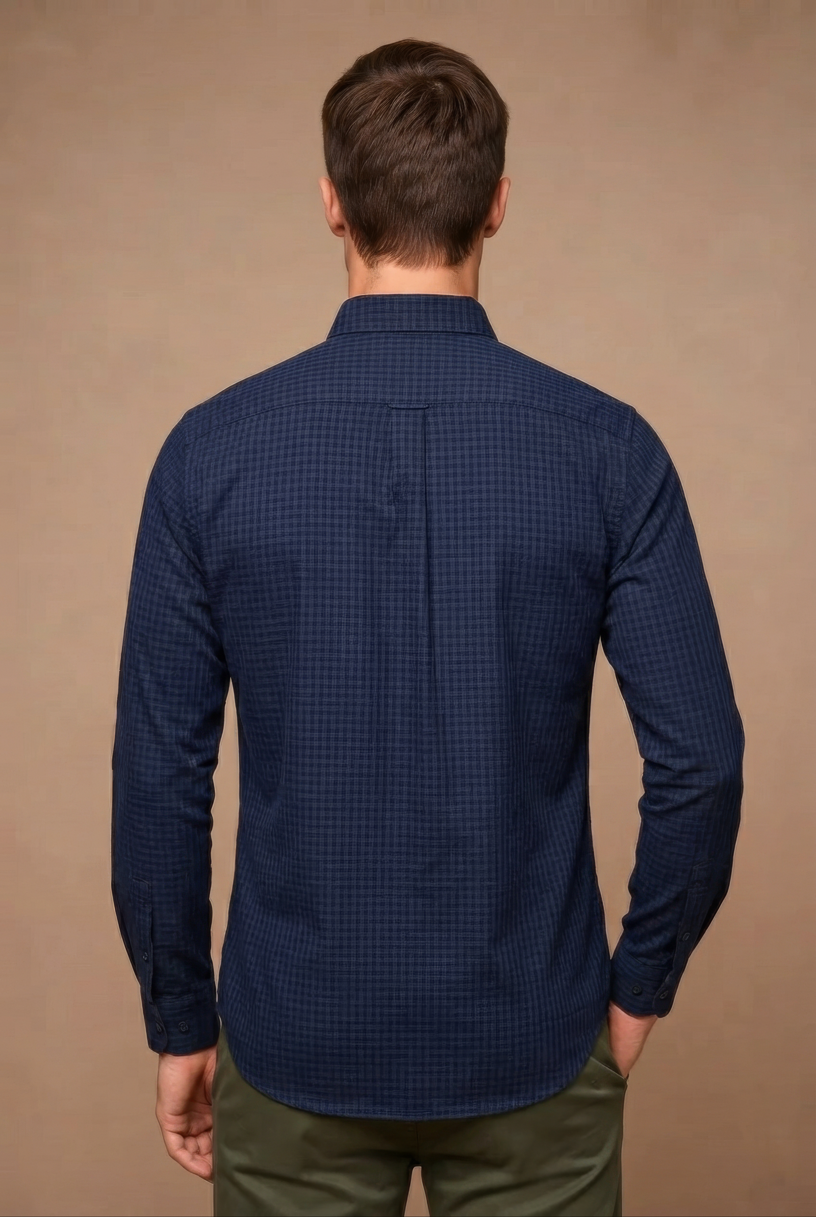 Men’s Navy Twill Cotton Full-Sleeve Shirt
