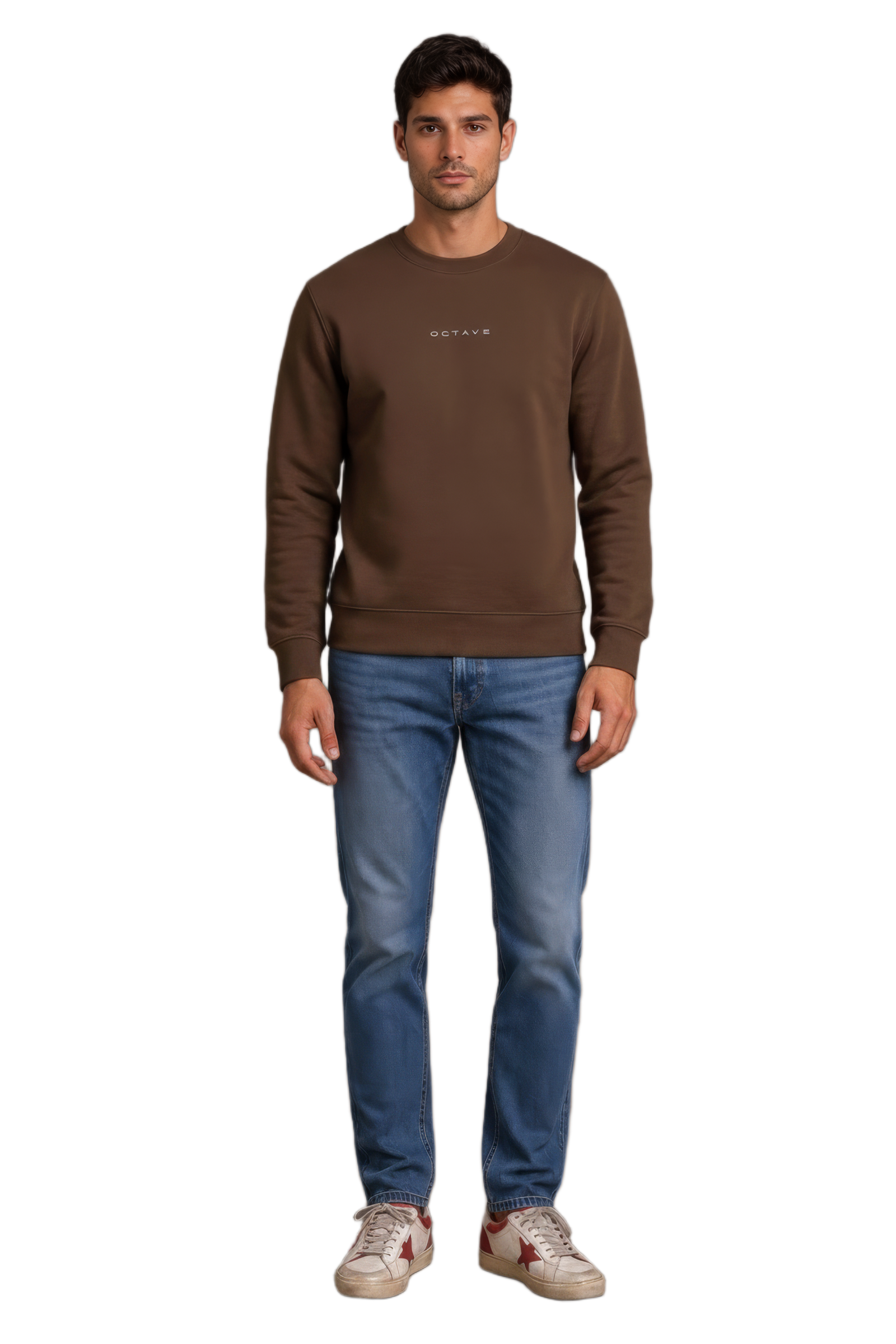Men’s Premium Tan Crew Neck Cotton Fleece Sweatshirt