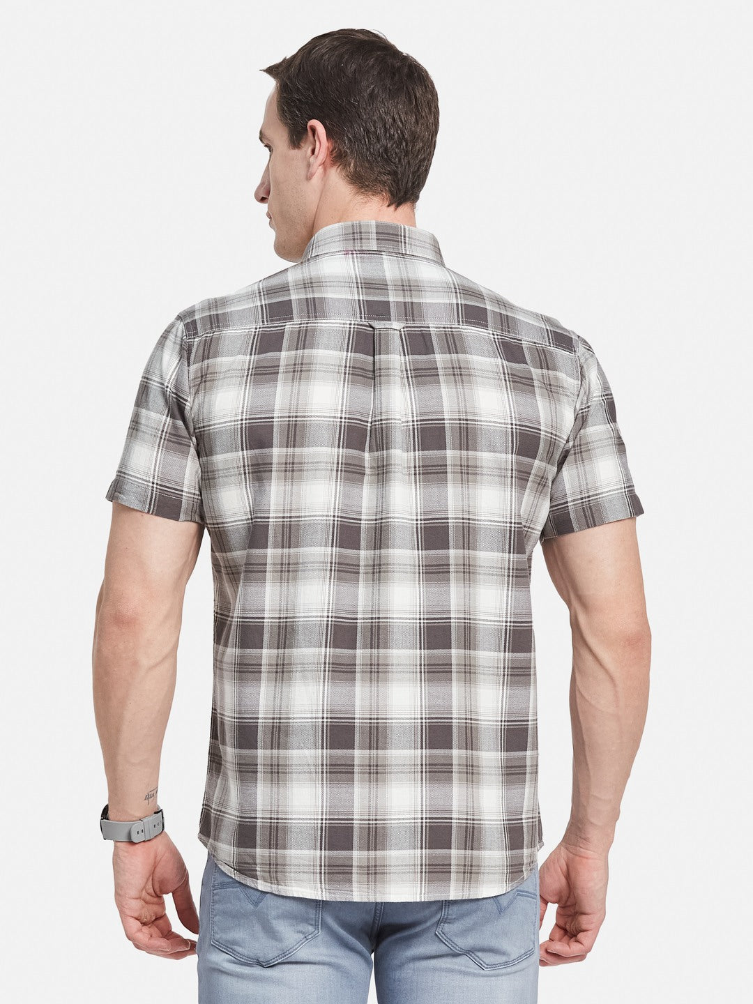 METTLE Men Opaque Checked Casual Shirt