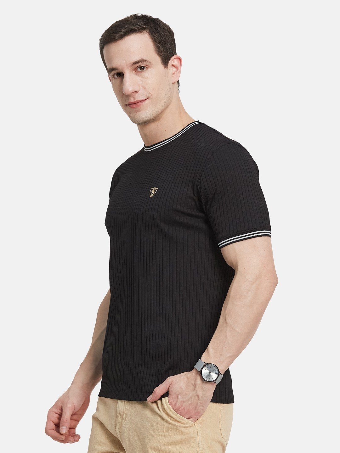 STRUCTURE ROUND NECK RIB STRUCTURE T-SHIRT