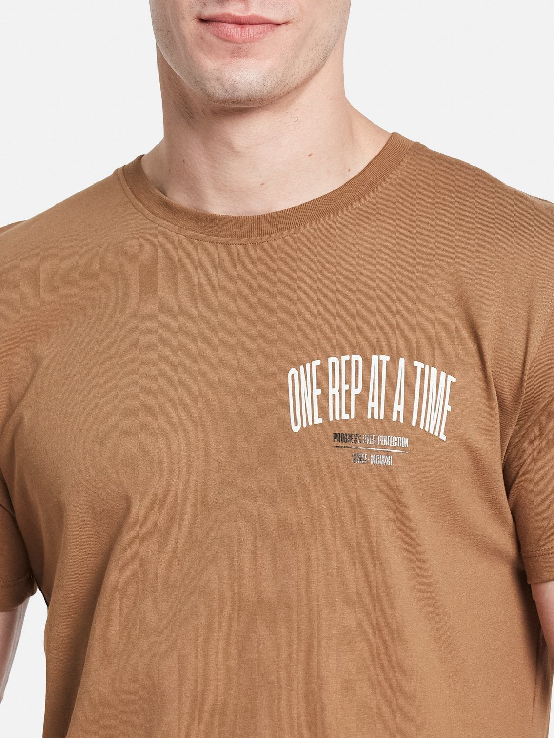 BACK  PRINT ROUND NECK SINGLE JERSEY KNIT T-SHIRT