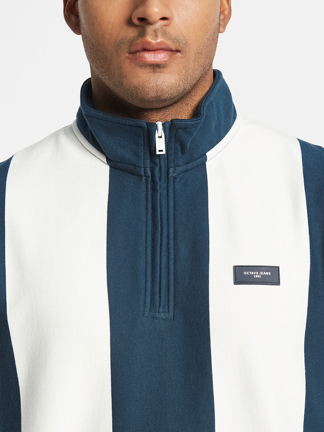 Octave Men Front-Open Colourblocked Sweatshirt