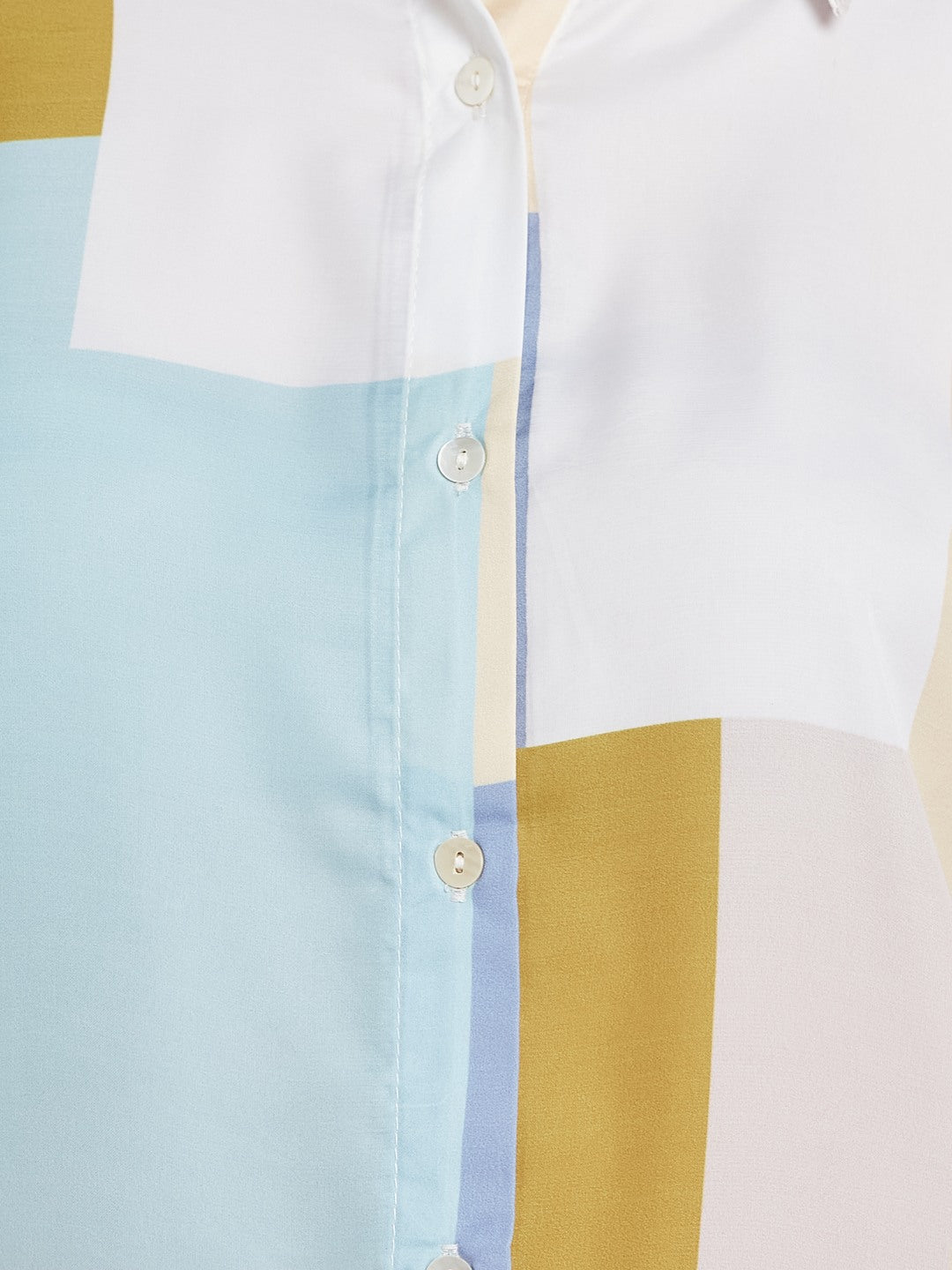 METTLE Women Colourblocked Cotton Shirt Style Top