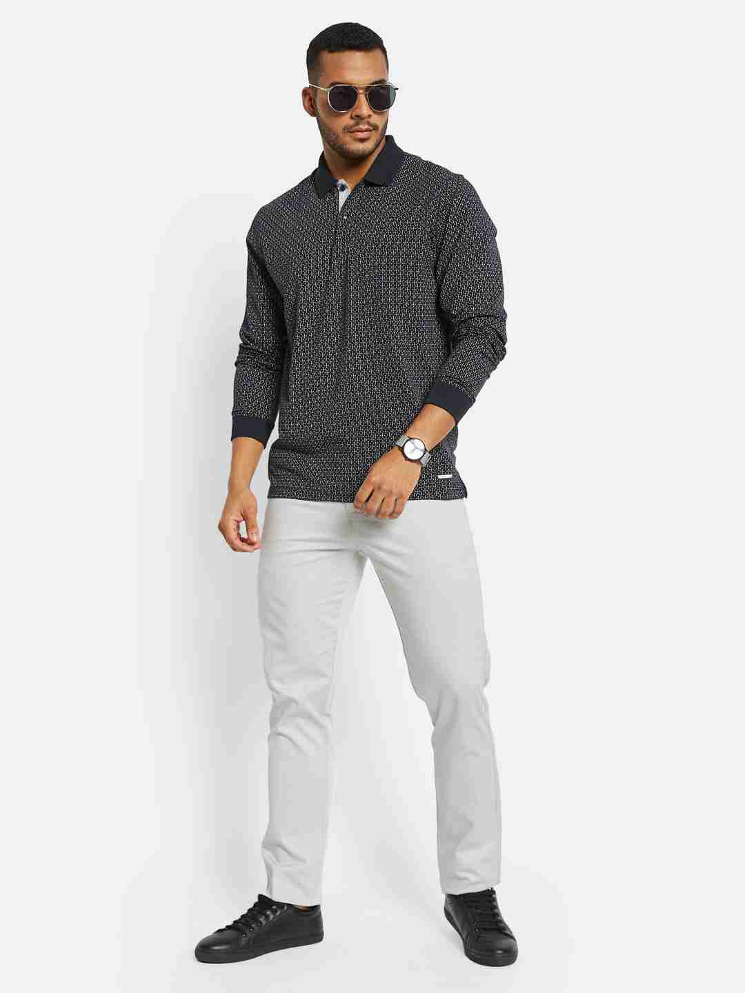 METTLE Men Printed Polo Collar Pockets T-shirt
