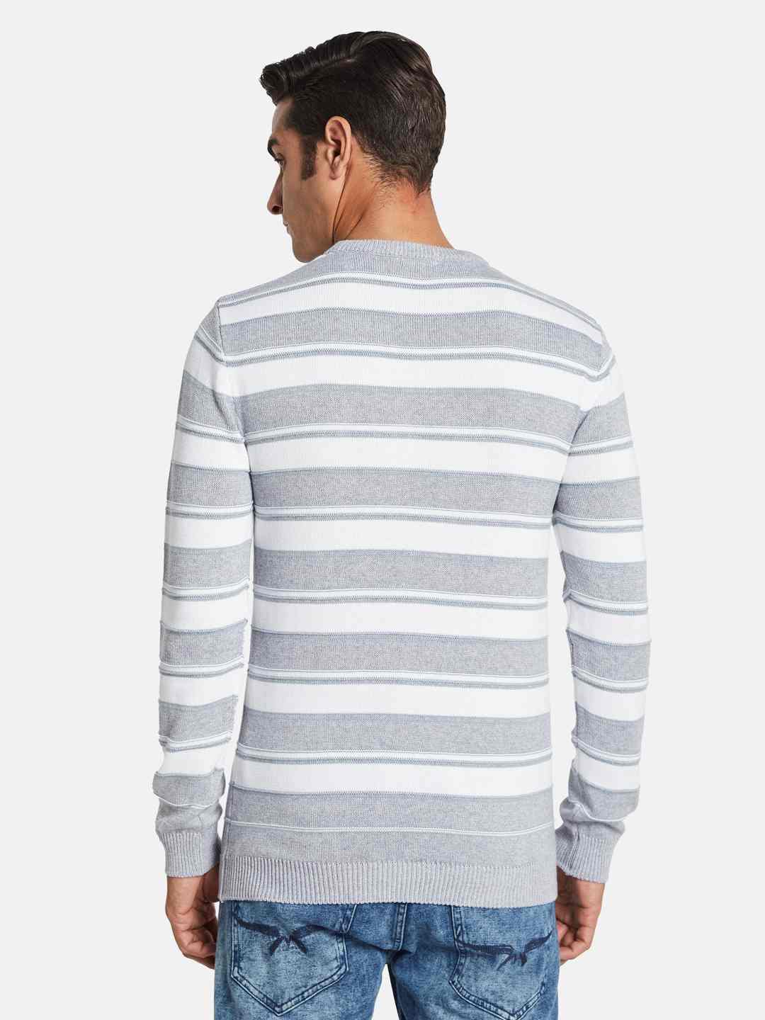 METTLE Men Striped Cotton Pullover