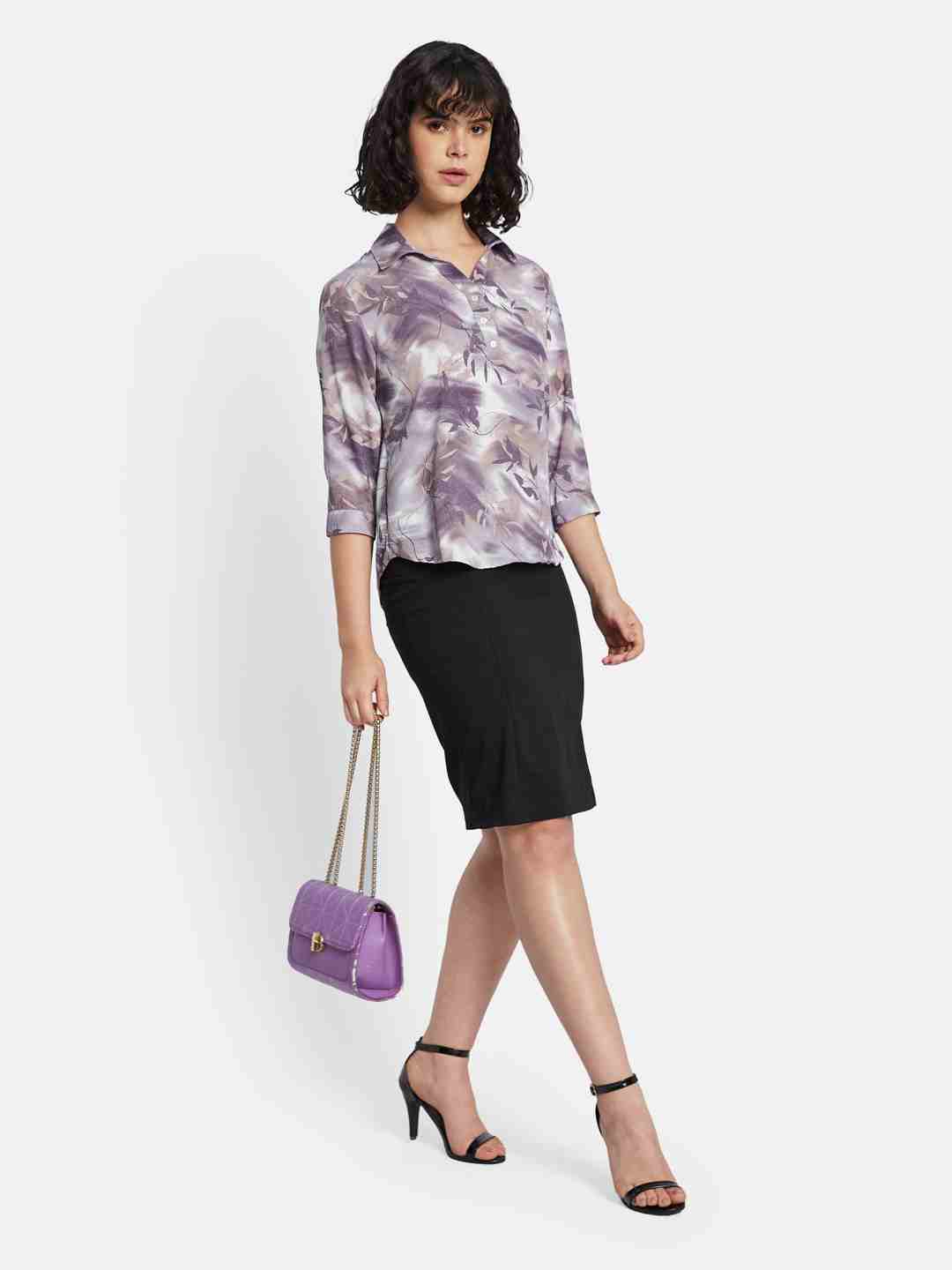 METTLE Floral Print Cotton Shirt Style Top