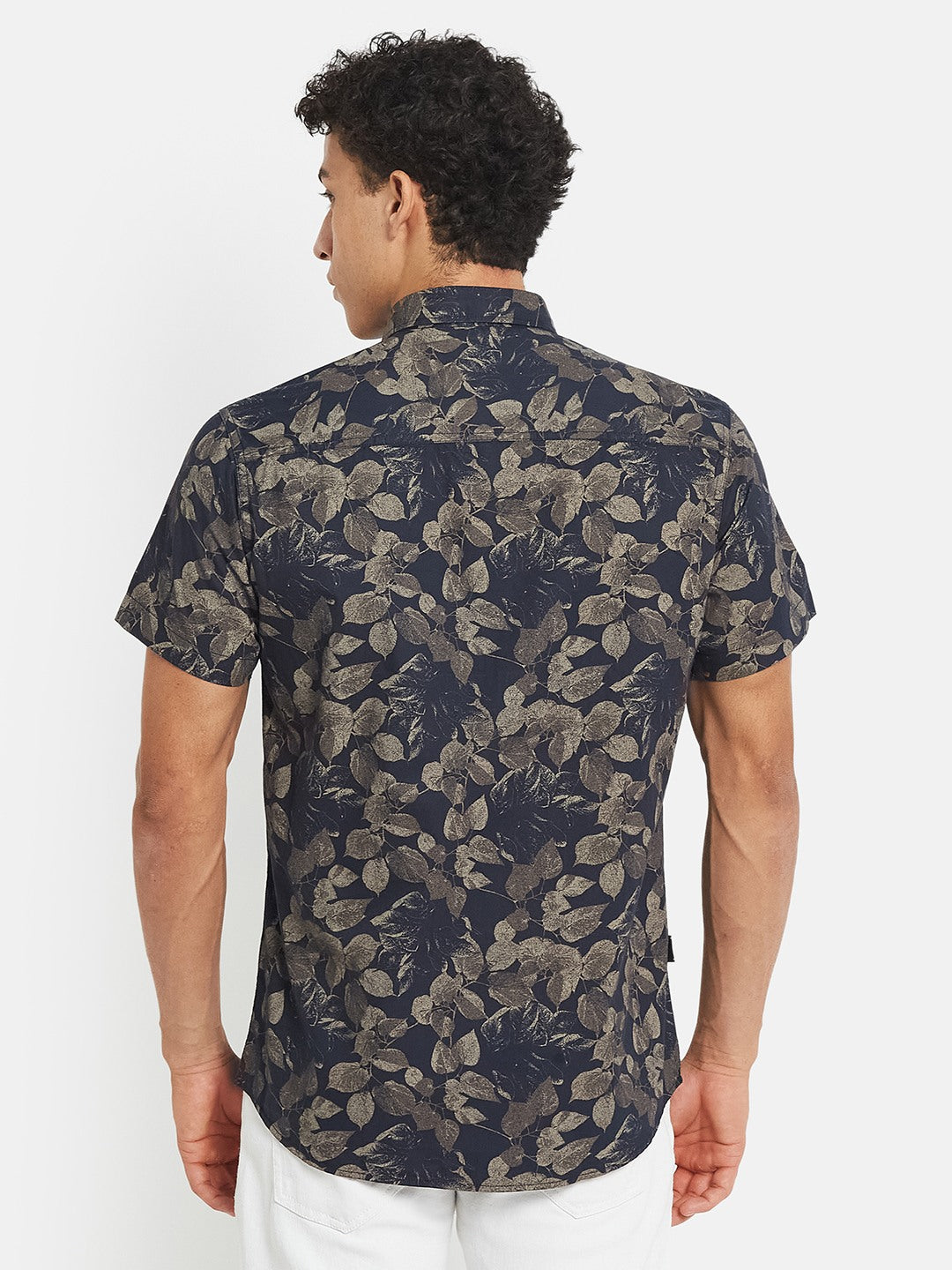 METTLE Men Floral Printed Spread Collar Cotton Casual Shirt