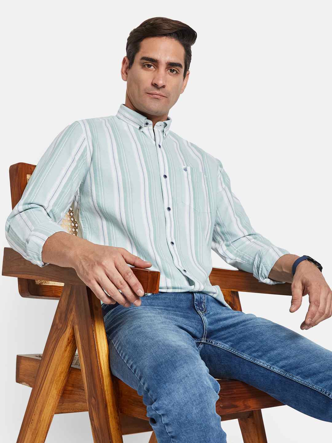 METTLE Men Multi Stripes Striped Casual Shirt