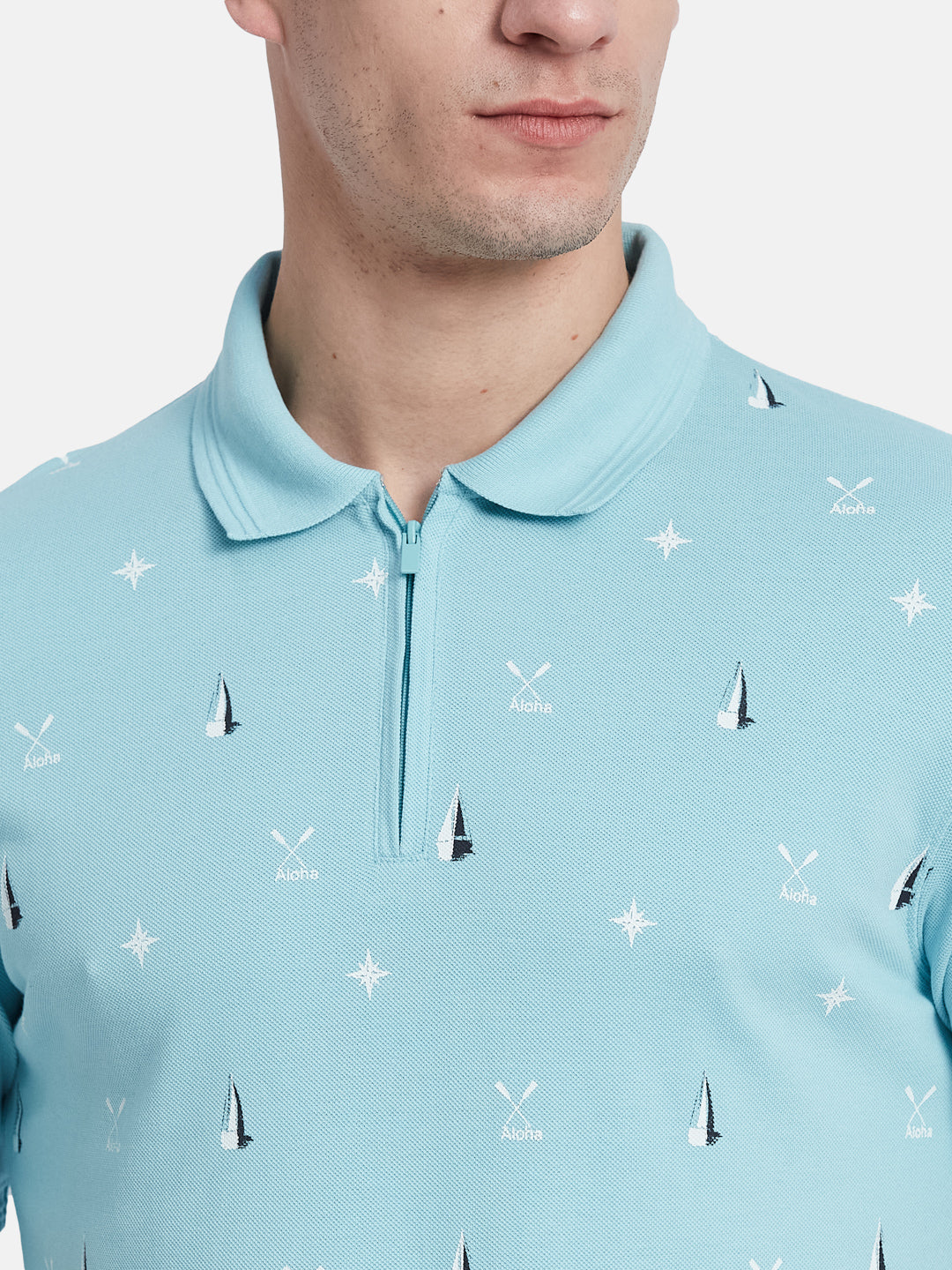 Octave Men Polka Dot Printed Polo Collar T-shirt