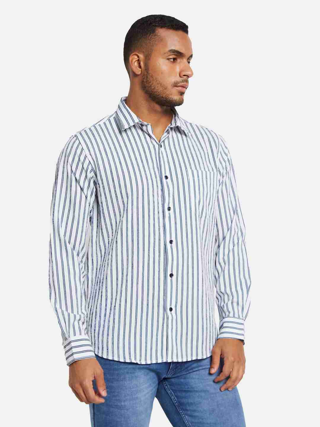 METTLE Men Multi Stripes Opaque Striped Casual Shirt