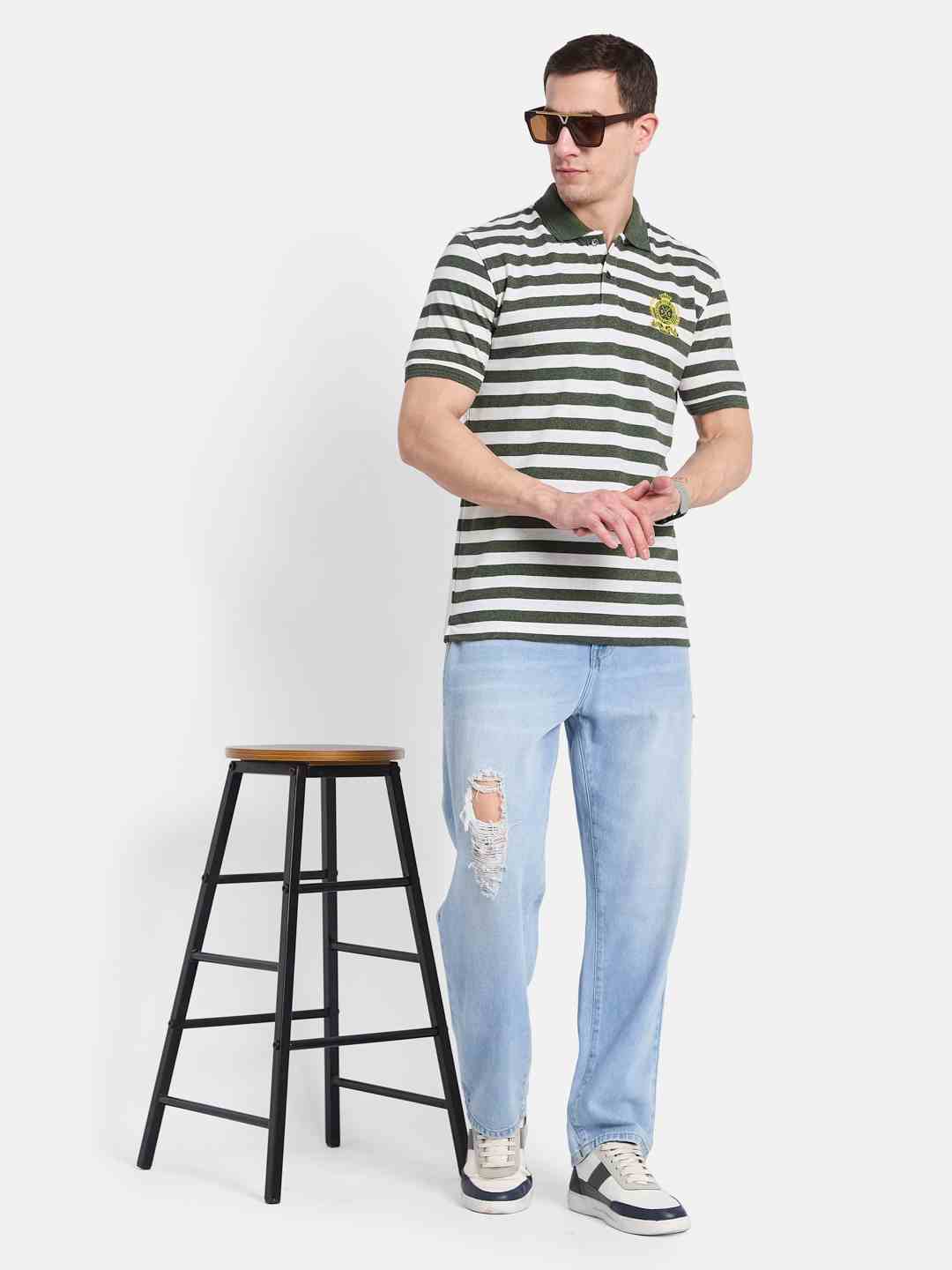 Octave Men Colourblocked Polo Collar T-shirt