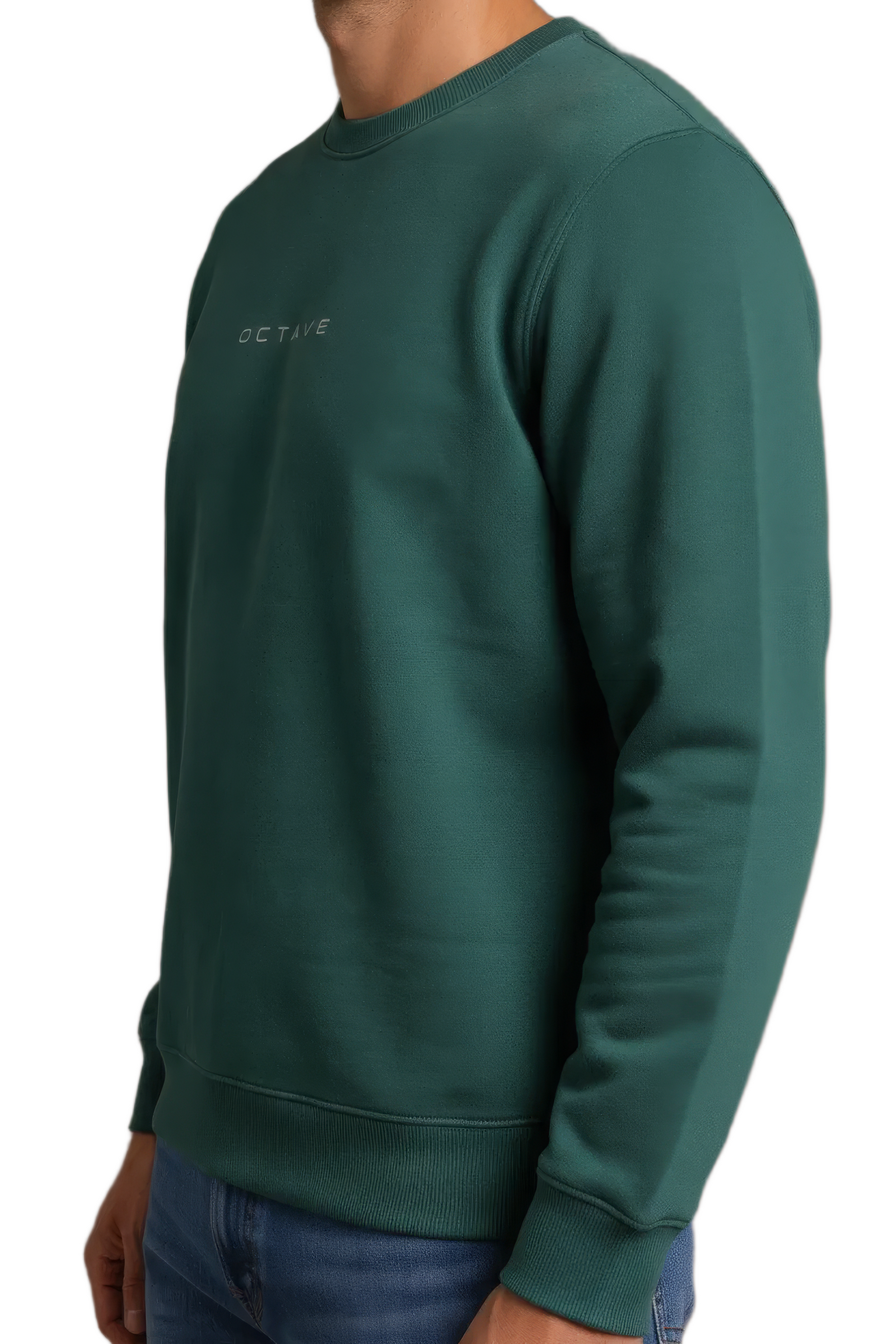 Men’s Premium Hunter Green Crew Neck Cotton Fleece Sweatshirt