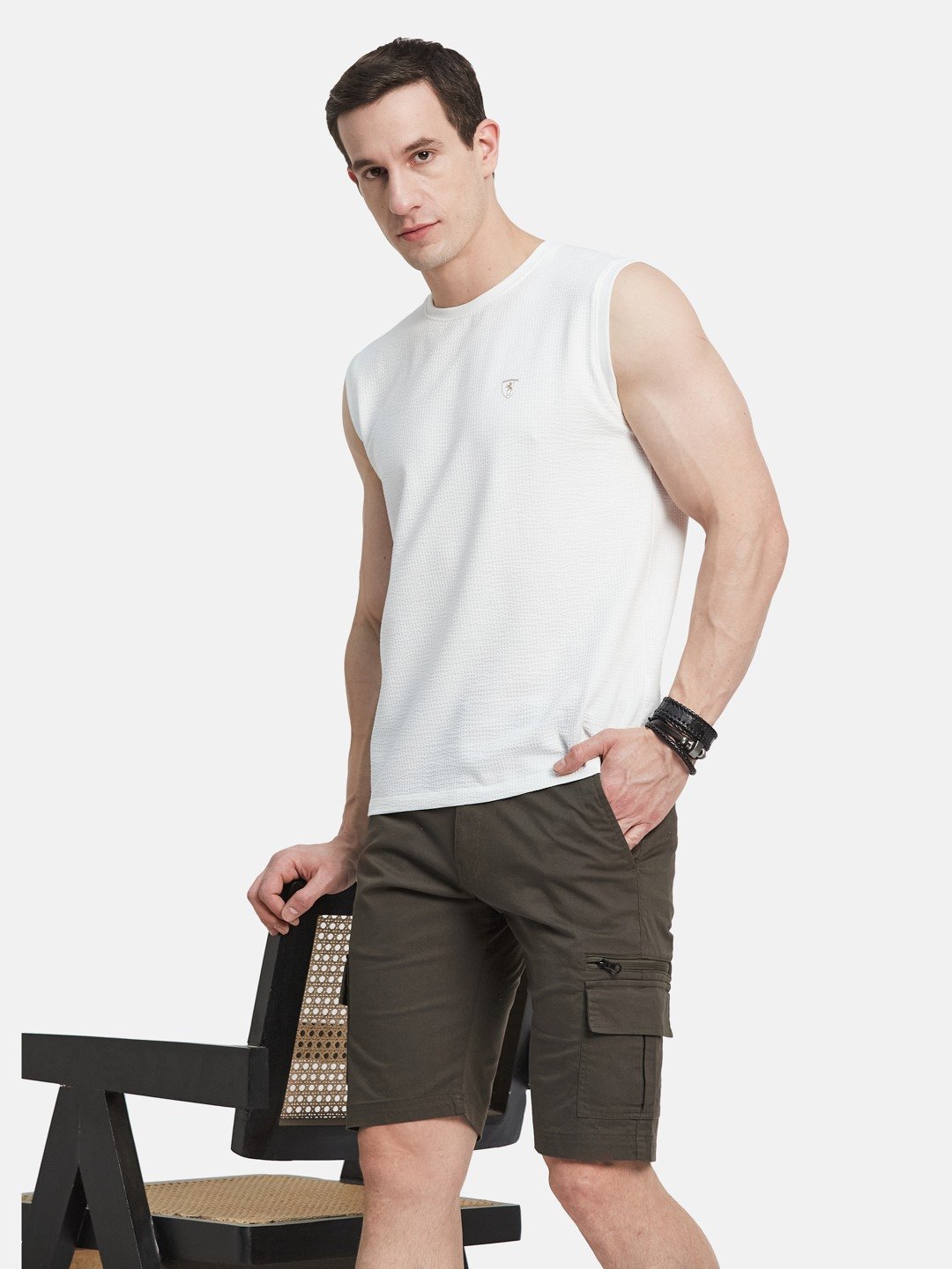 CORE ROUND NECK SHANDOW  SEER SUCKER T-SHIRT
