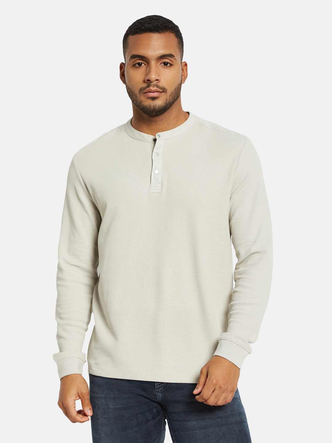 METTLE Men Mandarin Collar T-shirt