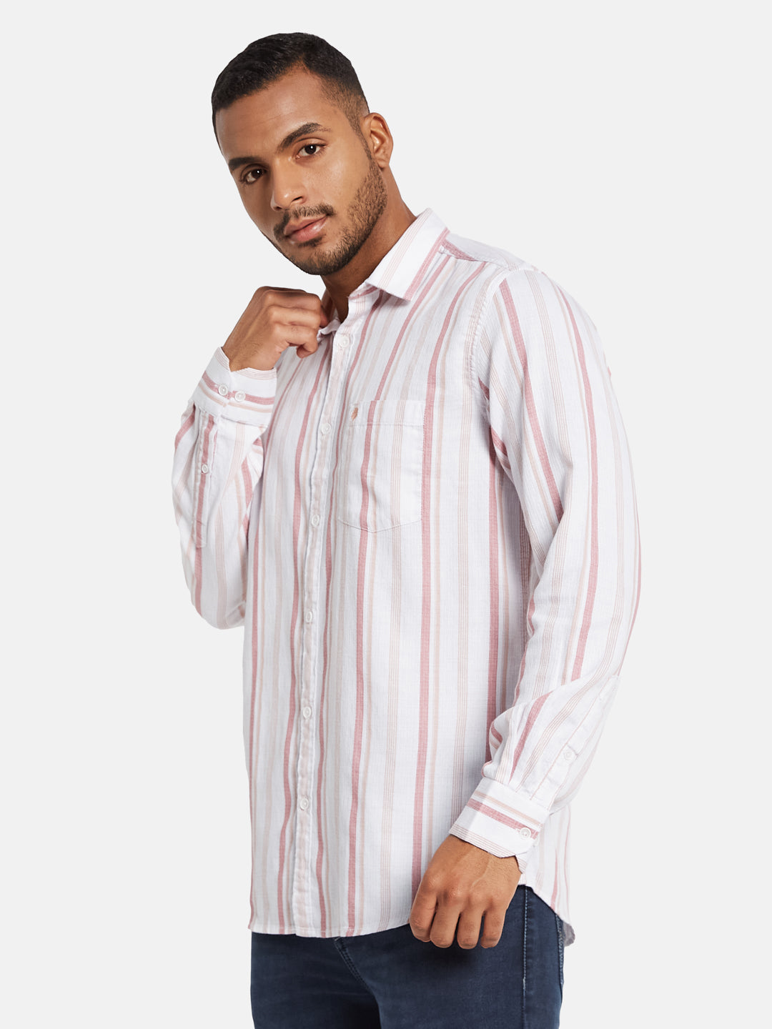 METTLE Men Multi Stripes Opaque Striped Casual Shirt