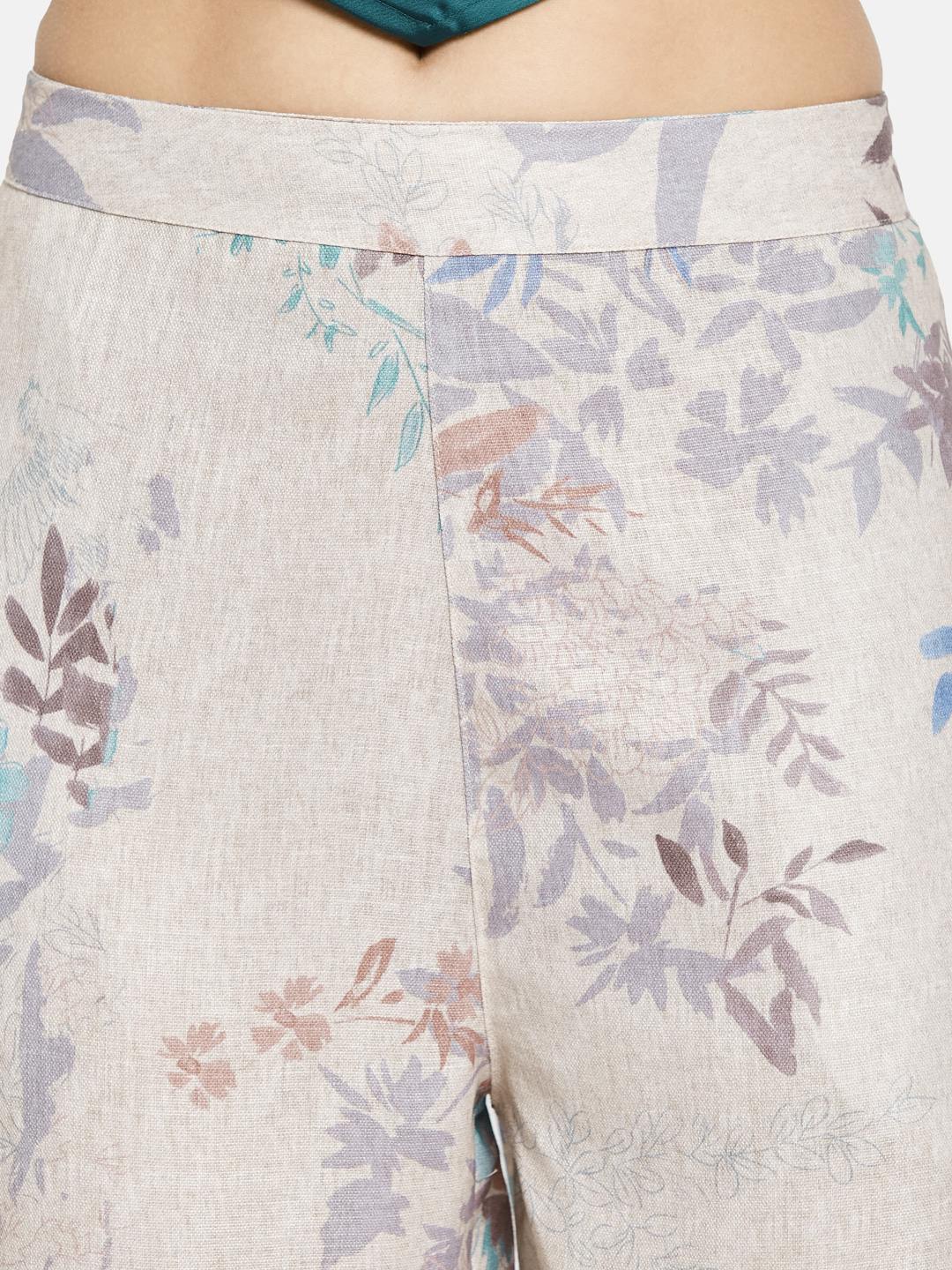 METTLE Floral Printed Cotton Trousers