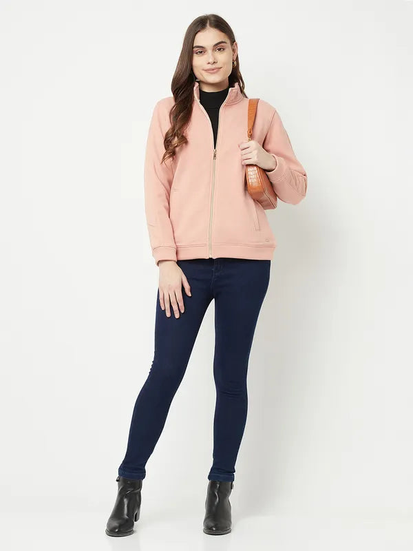 Women Suede Pink Sweatshirts