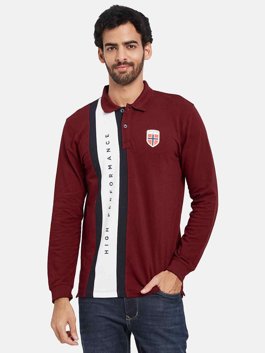 Mettle Typography Printed Polo Collar Cotton T-Shirt