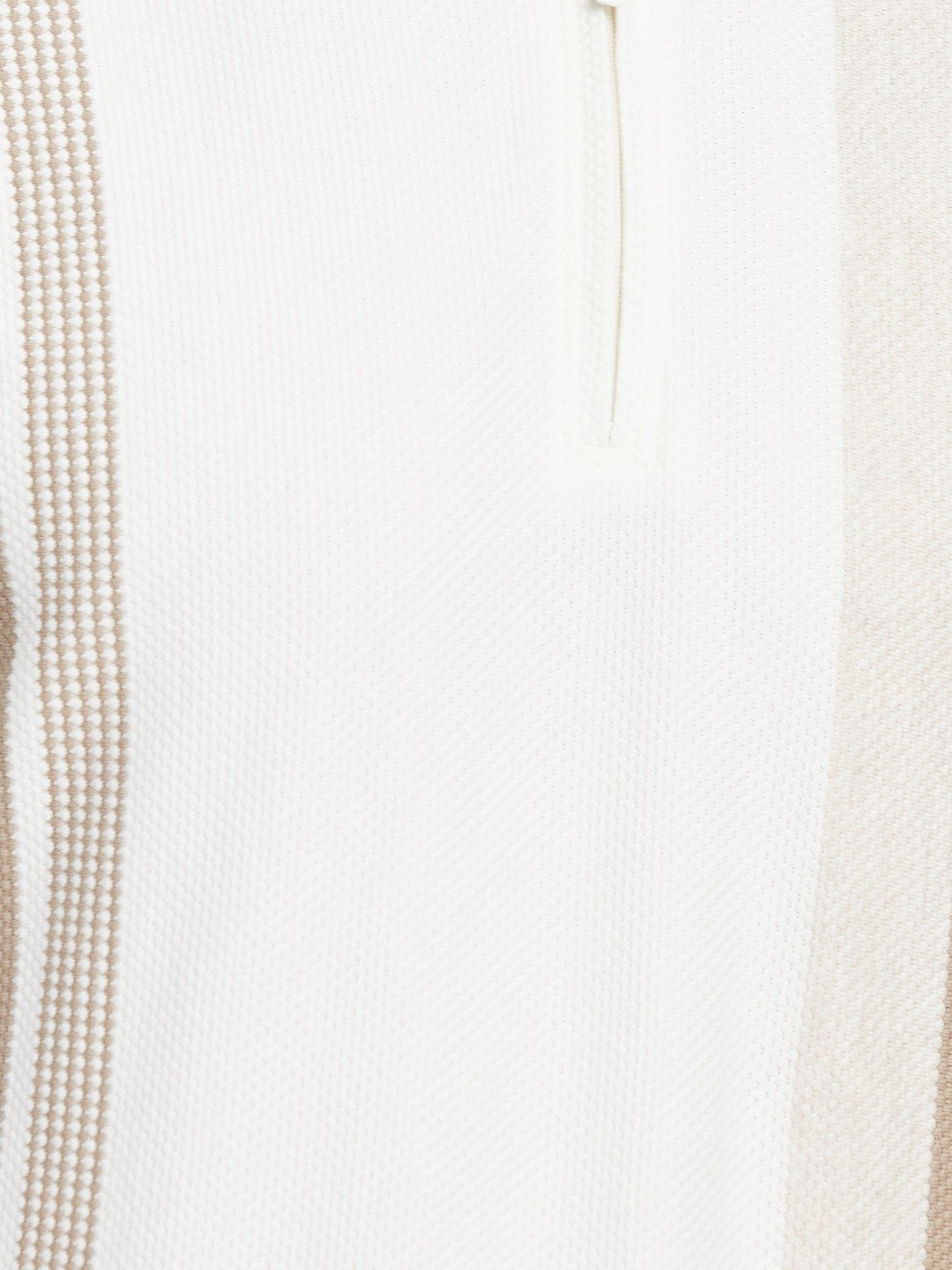 VERTICAL STRIPE  HALF-ZIP POLO NECK POPCORN KNIT LYCRA  T-SHIRT