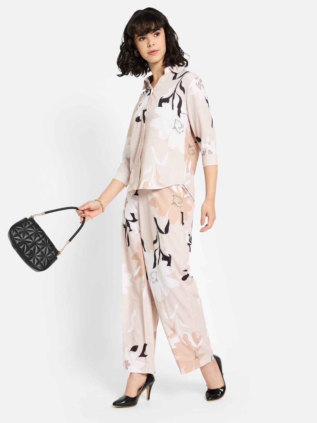 METTLE Women Printed Cotton Regular Fit Mid-Rise Regular Trousers