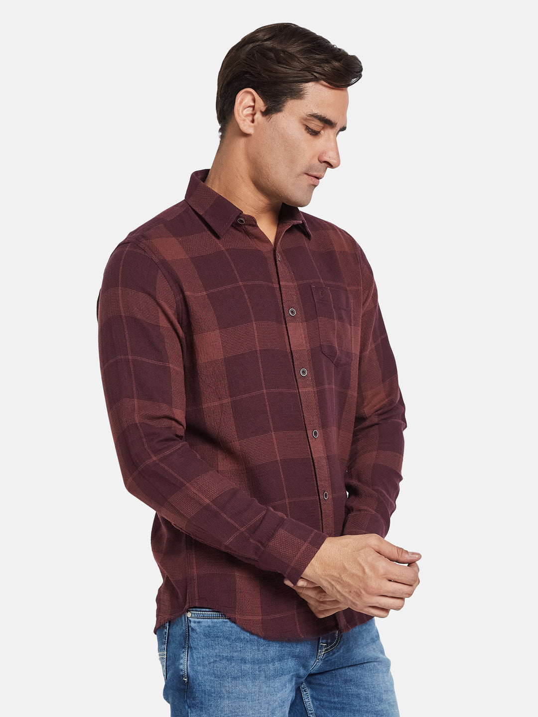 METTLE Men Opaque Checked Casual Shirt