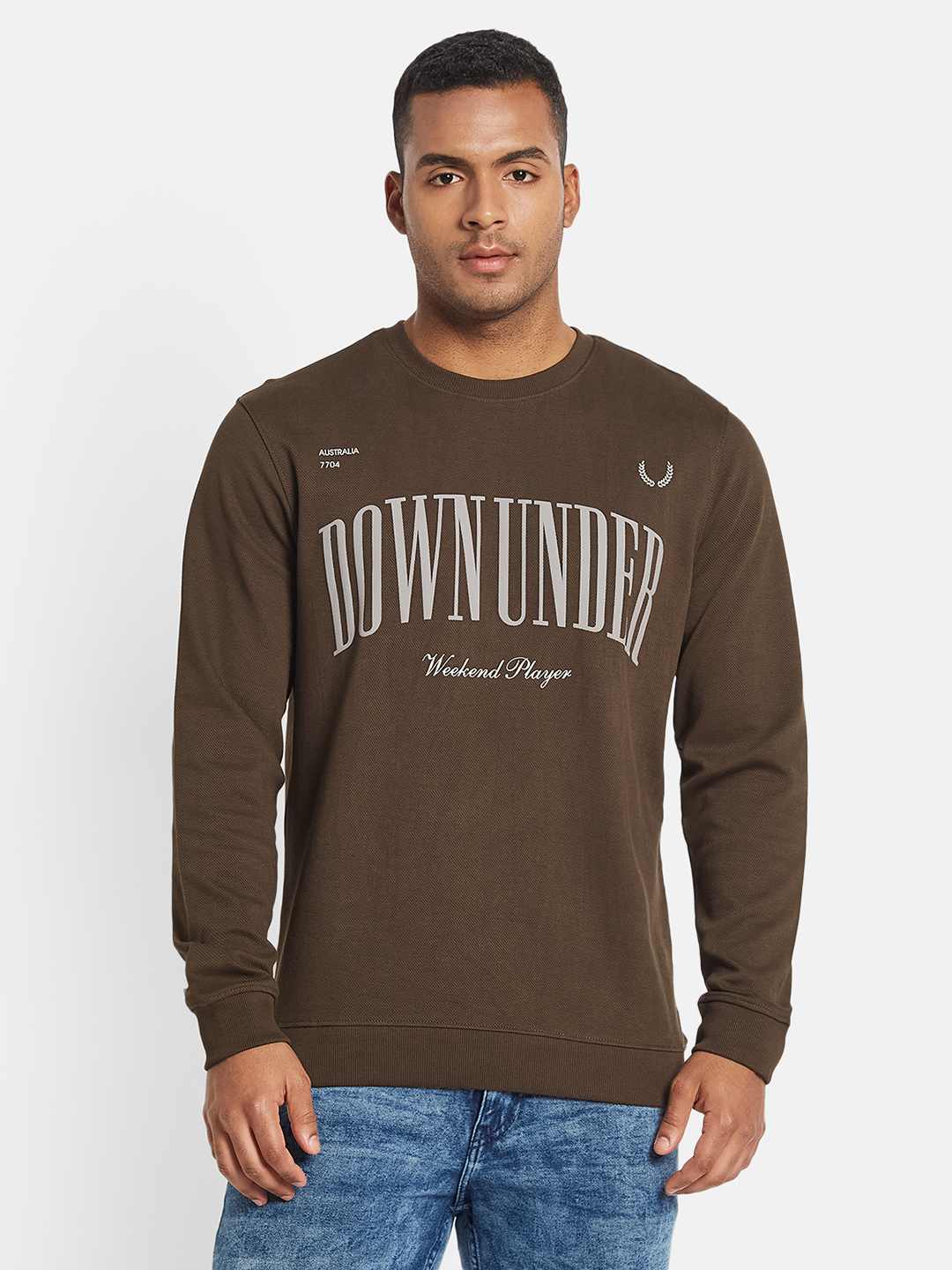METTLE Men Typography Printed Pullover Cotton Sweatshirt